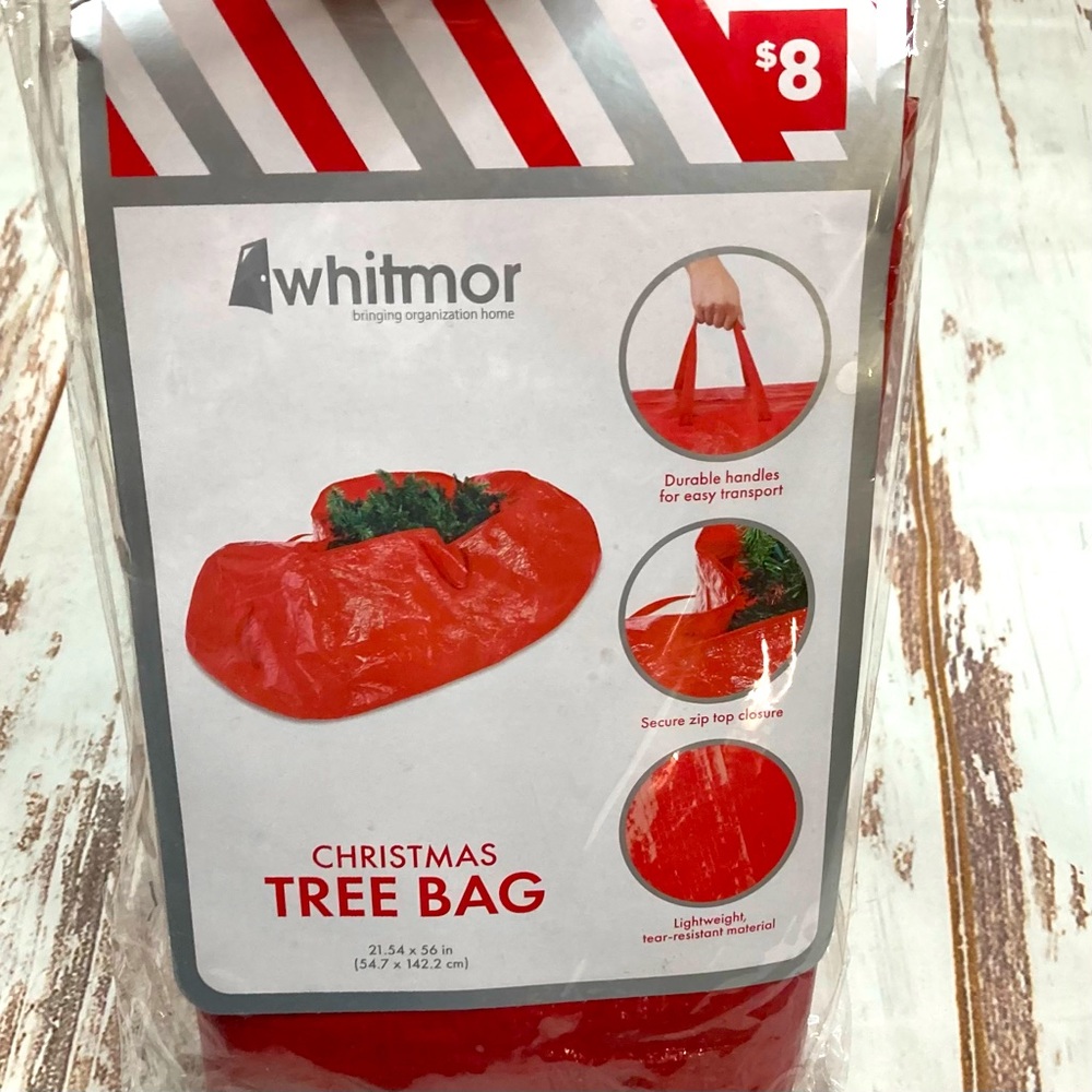 Christmas Tree Bag Reusable Red Whitmor Sz 21.54” x 56”